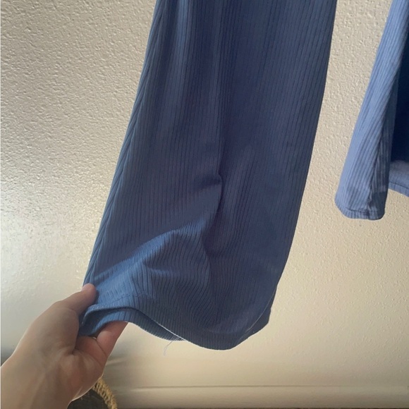 Blue Relaxed Fit ribbed flare Leggings - Picture 4 of 8